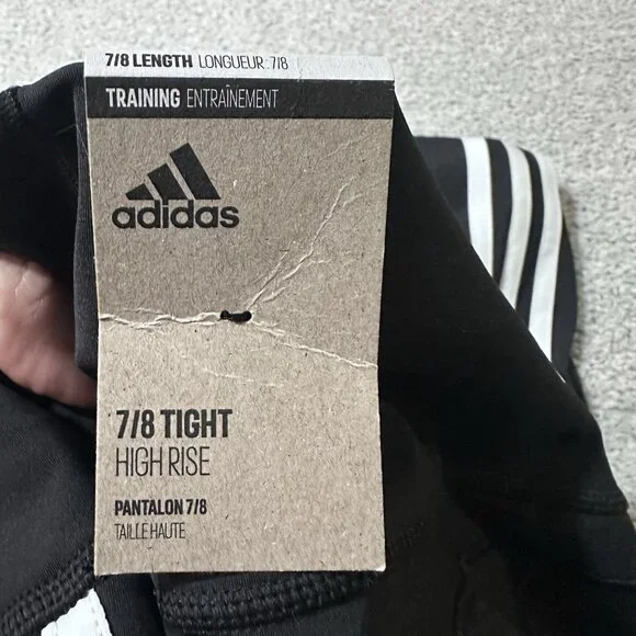NWT Adidas Tights Women’s Medium Black White 3 Stripe 7/8 Training 3/4 Length - Picture 13 of 13